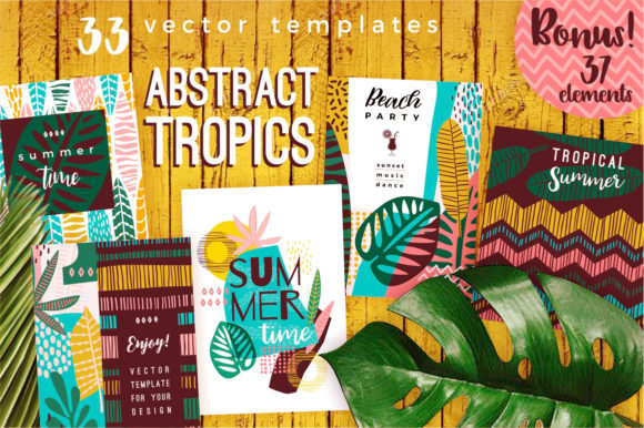 Abstract Tropics 33 Vector Templates: Instant Tropical Flair
