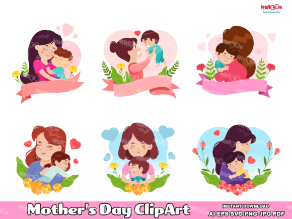 Cartoon Mother's Day Banner Templates: Instant Download Magic
