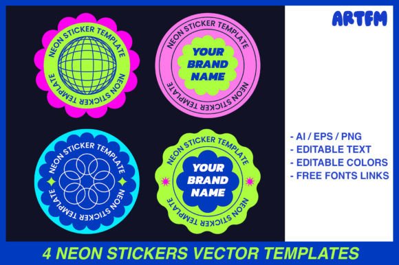 Revive the Glow: Using 4 Neon Y2K Sticker Print Templates